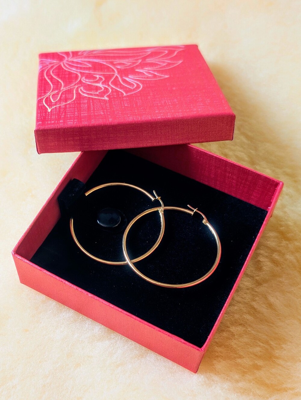 Real 18K Saudi Gold Large Hoops Earrings
